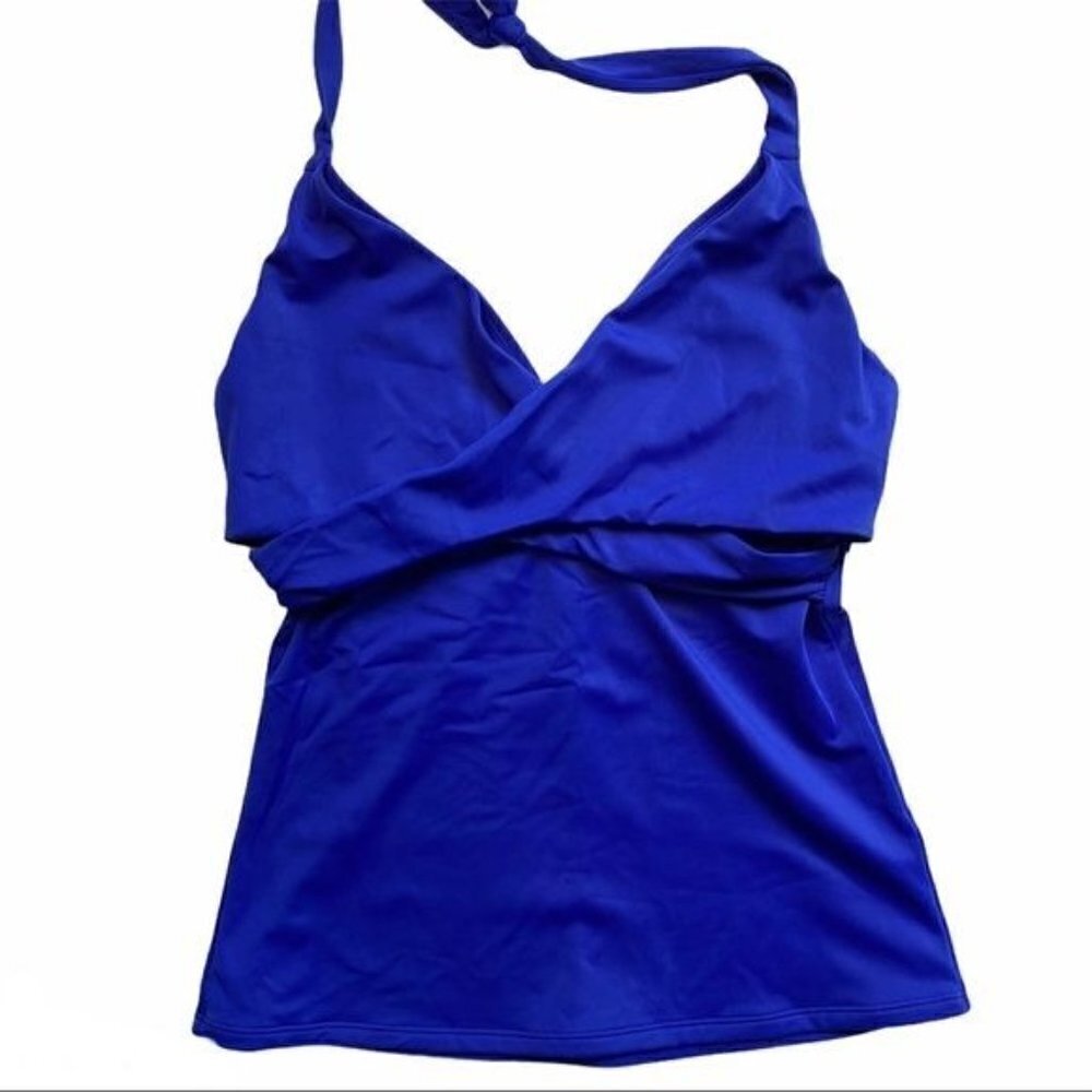 Athleta Bra Cup Wrap Tankini Top Blue 32D/DD